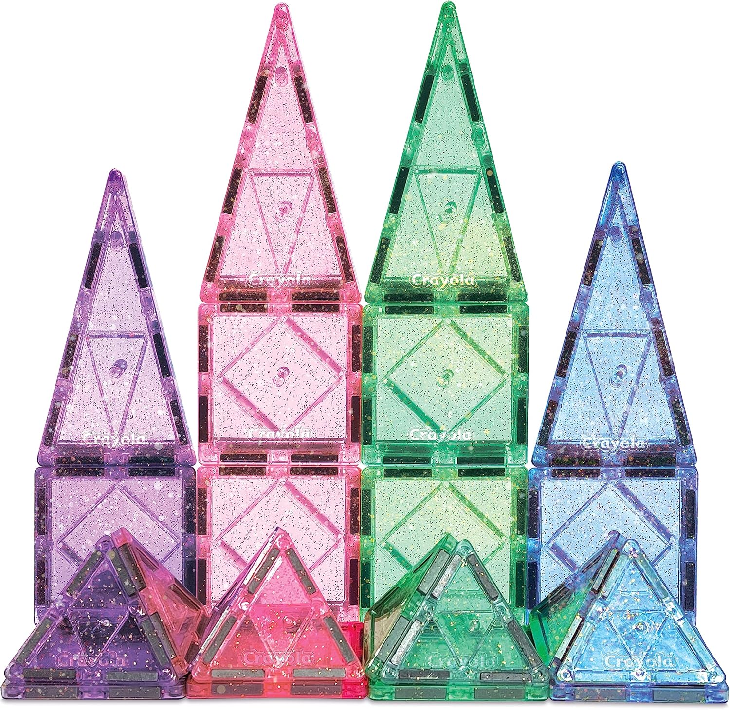 CreateOn Crayola Glitter Magnetic Tiles, Building Set for Kids, Magnetic Tiles, Magnetic Building Toys for Kids, STEM Easter Toys for Boys and Girls Ages 3 and Up, 40-Piece Set (Glitter)
