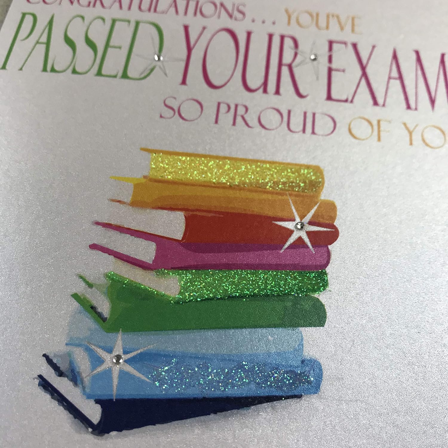 WHITE COTTON CARDS Congratulations…You've Passed Your Exams Sp Proud of You Handmade Card (Neon Range, Pencils)
