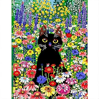 CraftCraze Lonely Cat Paint by Numbers Kit for Adults, Adult Paint by Number Kits, Paint by Numbers for Adults Beginners, DIY Black Cat Acrylic Painting on Canvas for Home Wall Art Decor 16x20 Inch