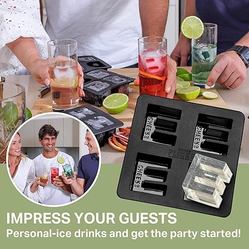 Miniatura 5 de DRINKSPLINKS Bandeja de molde de silicona para cubitos de hielo  Letra E. Moldes personalizados para cubitos de hielo grandes con monograma para