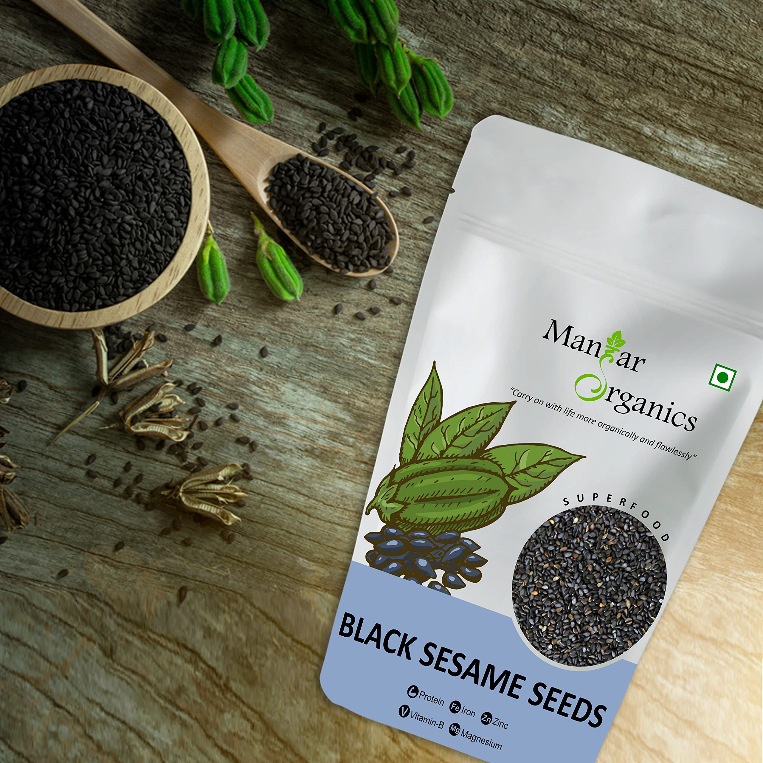 ManHar Organics Black Sesame Seeds 1KG - Black Til Seeds for Eating | Kaale Til for Weight Loss And Eating Unhulled | Indian Spices for Everyday Essentials | Versatile ingridient | Antioxidant rich