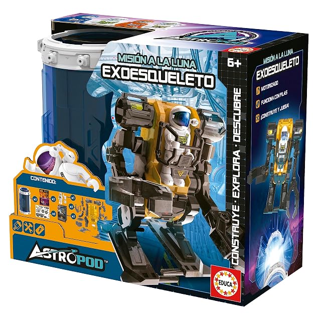 Educa - Misión a la Luna; Exoesqueleto; Construye, Juega y Observa como tu Robot Cobra Vida Gracias a su Motor a Pilas; Haz Volar tu imaginación con Este Set, a Partir de 6 Años (41349)