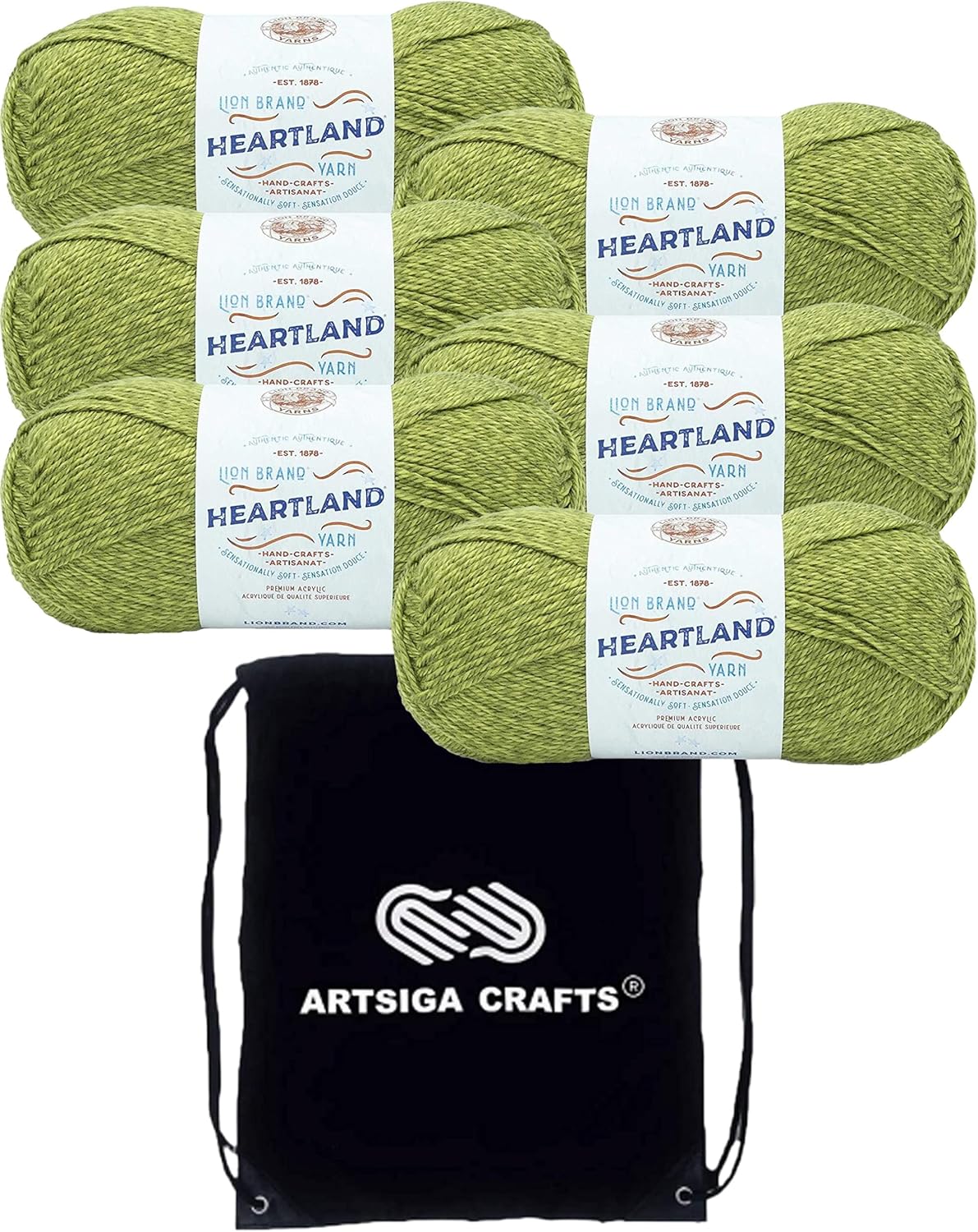 Lion Brand Heartland Haleakala 136-175 (6-Skeins - Same Dye Lot) Worsted Medium #4 Acrylic Yarn for Crocheting and Knitting with Project Bag