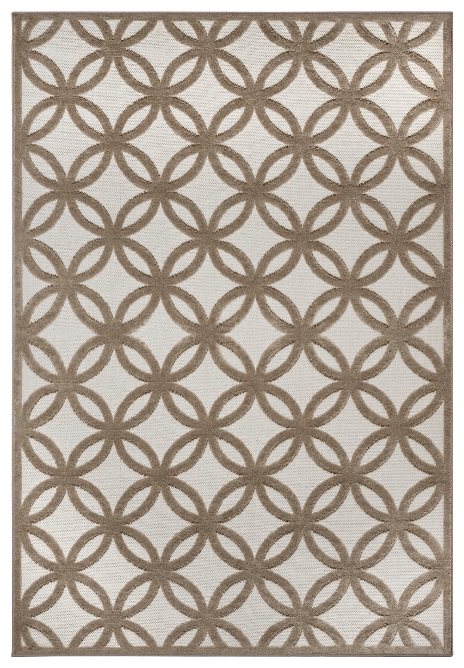 HANSE Home Circle Design Tapis de Salon, tissé Plat, Moderne, Motif Losanges géométriques, Style scandinave, pour Salle à Manger, Chambre d'enfant, Couloir, crème, Marron, 133 x 190 cm