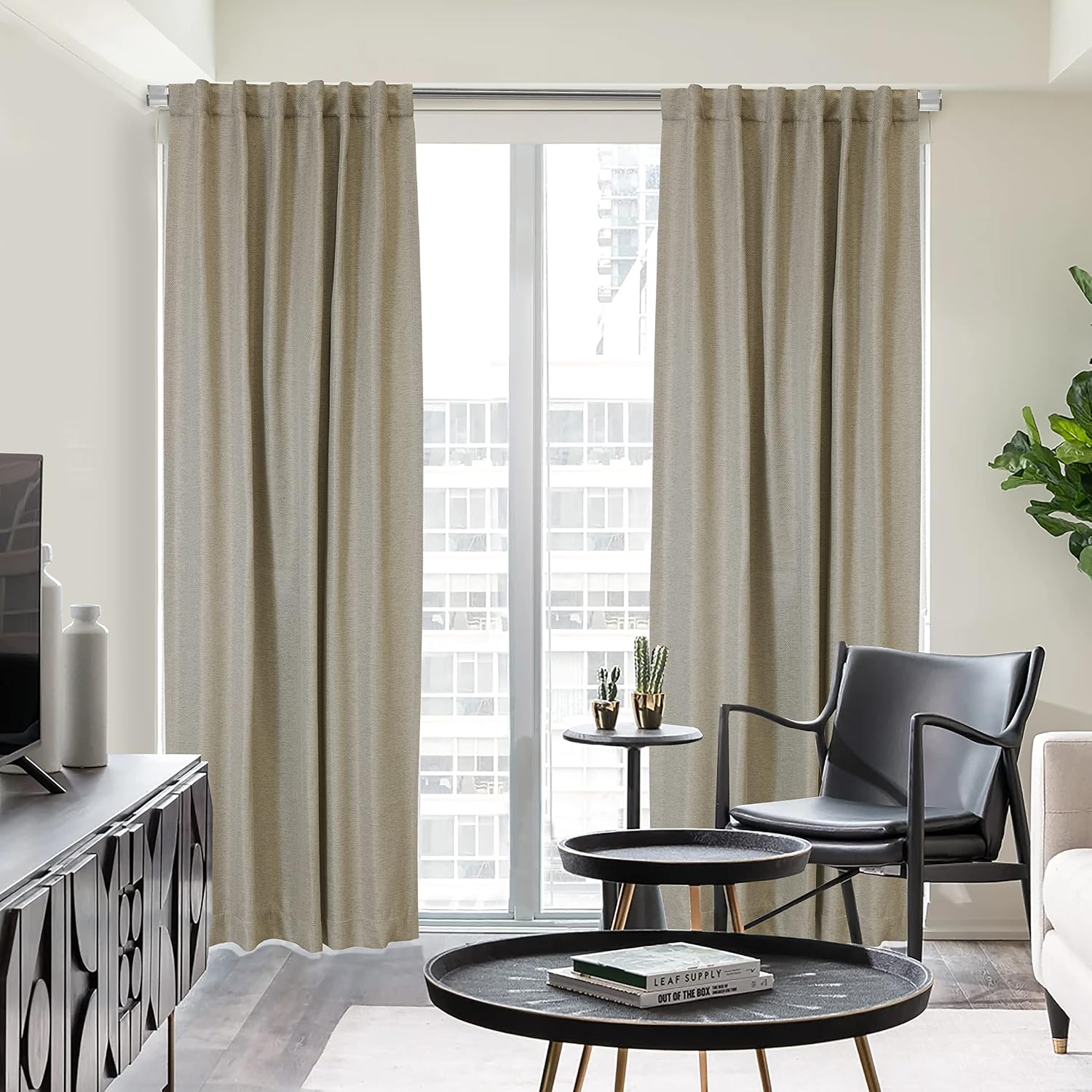 Room Darkening Dual Header Curtain Panel 52 x 95 in Charcoal