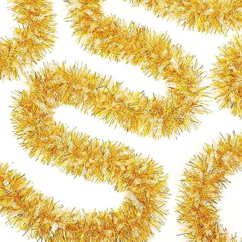 Miniatura 7 de Dilunave Guirnalda de oropel de Navidad de 40 pies de papel de aluminio metálico para decoración de árbol de Navidad, boda, cumpleaños y fiesta