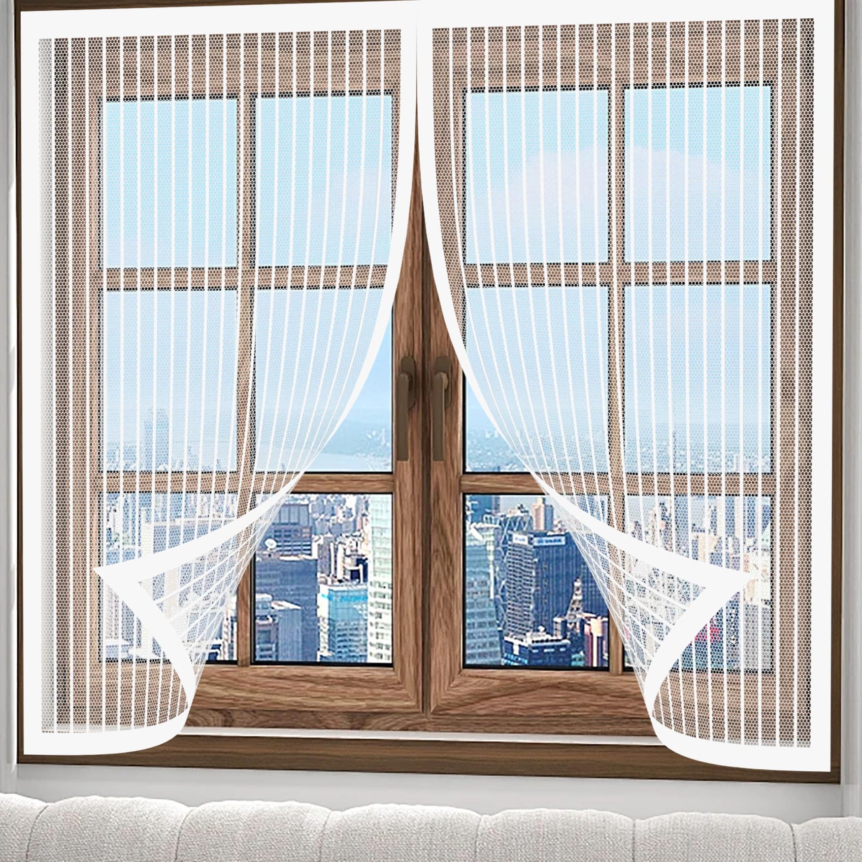 Yanhong White Fly Screen Door 83 X 133 Cm Anti-Tearing Mosquito Door Net Keep Fly Bug Out With Powerful Magnets Anti-Mosquito Curtain For Balcony, Terrace, Cellar,