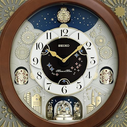 Miniatura 6 de Seiko Reloj de pared Melodies in Motion, noche estrellada brillante