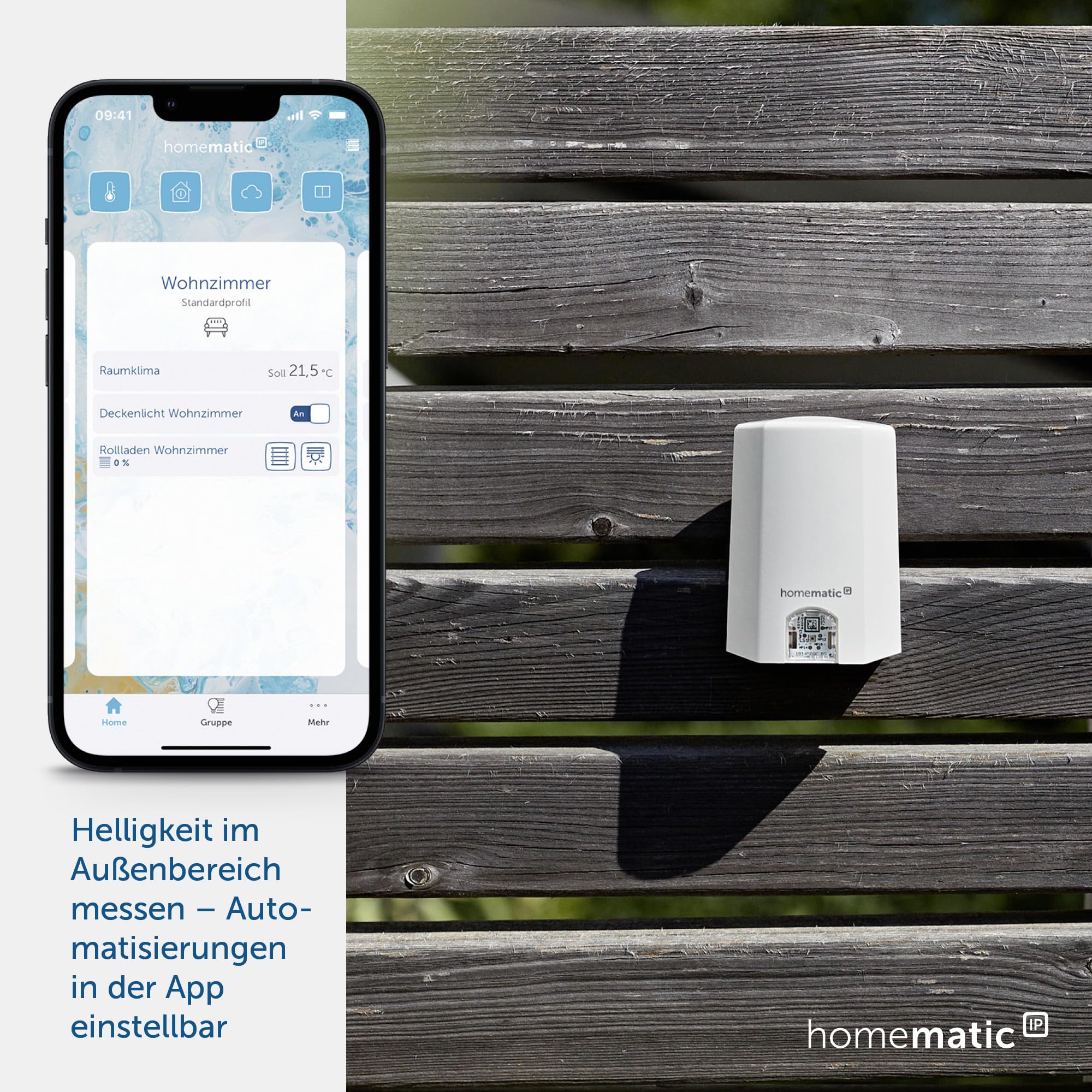 Homematic IP Sensore di luce — esterno, valori di luminosità tramite app nella casa intelligente, 151566A0