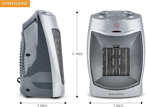 Miniatura 2 de AeroHome Calentador eléctrico portátil de cerámica de 1500 W  750 W, calentador eléctrico para interiores con protección contra sobrecalentamiento y