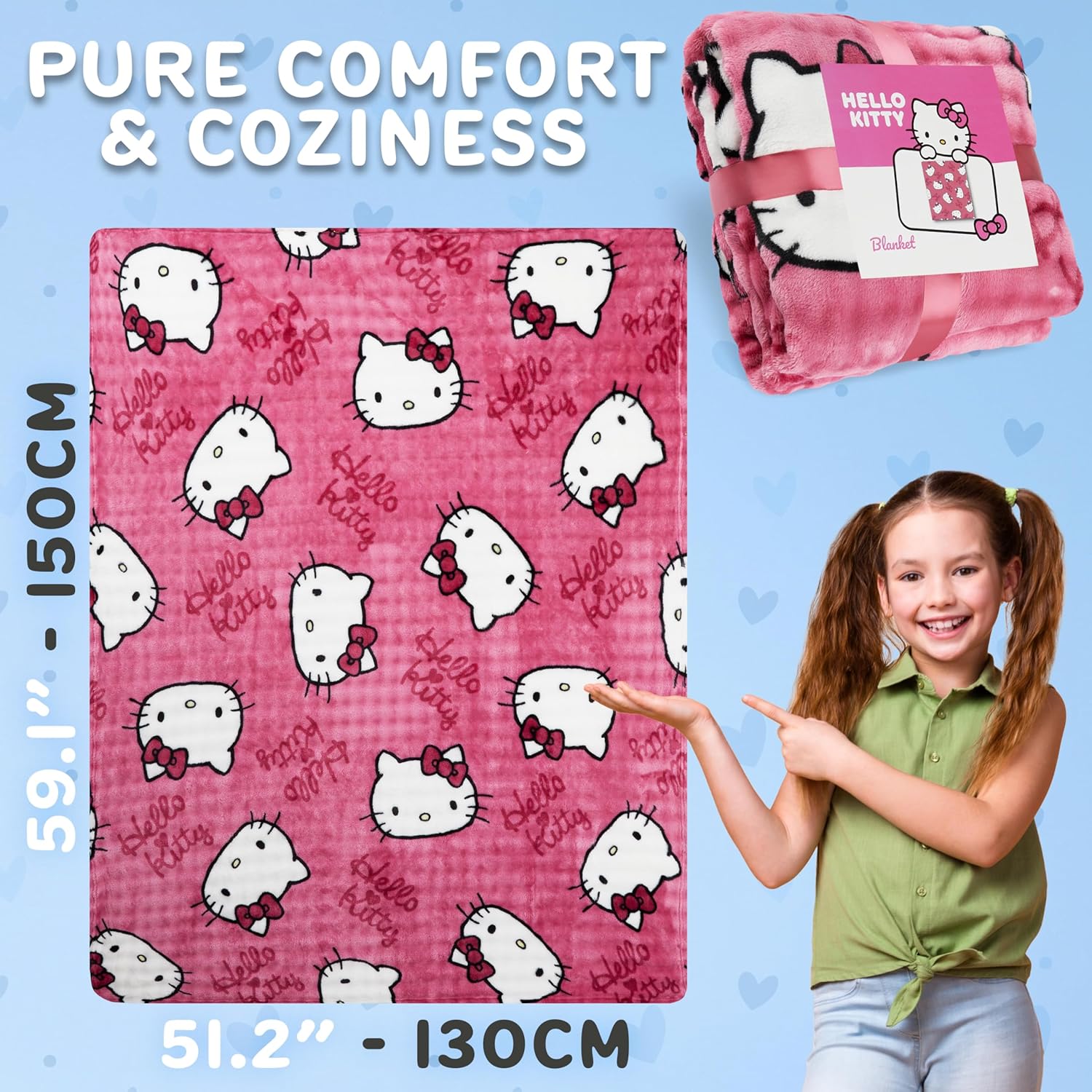 Get Trend Hello Kitty Sanrio Waffle Blanket for Girls, Teens, Women, 51 x 59 in, Throw Blanket, Throw for Bed, Room Decor, Kawaii Gifts for Her (Pink Hello Kitty)