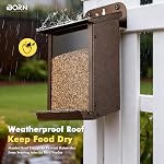 iBorn Bird Feeder for Outdoors, Wall Mounted Bird Feeder Weatherproof Metal Roof, Heavy Duty Metal Birdfeeder for Tree, Fence, Wall Screwed-in Mounting, All Detachable Easy Clean,1.3Lbs, Coffee