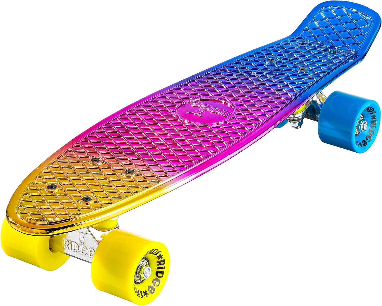 Ridge Skateboards Rainbow Neochrome Mini-Cruiser-Komplettboard, 55,9 cm, hergestellt in Großbritannien, metallisches Verblassen