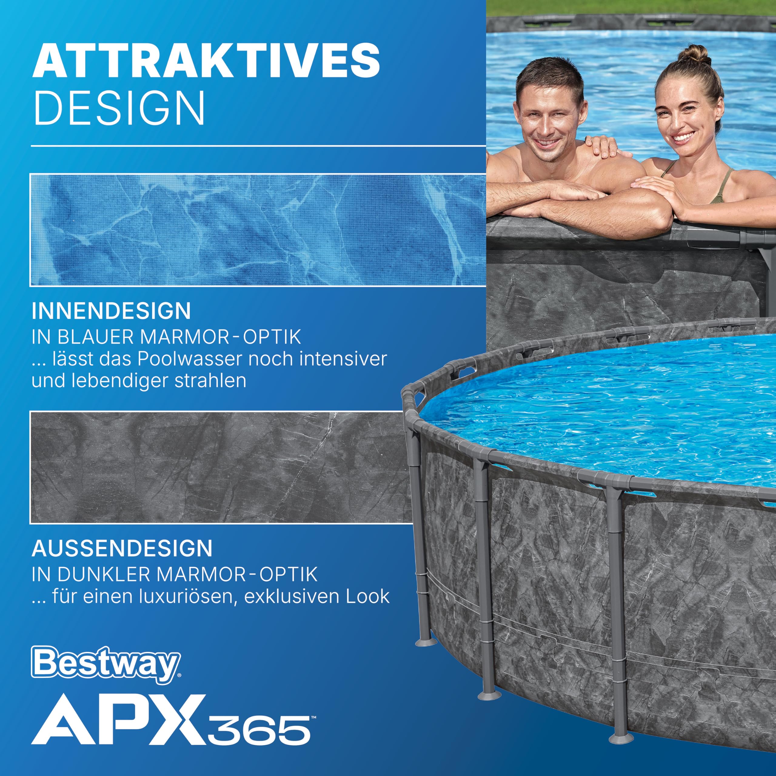 Bestway APX365 Winterfestes Frame Pool Set, Ø 610 x 132 cm, 33.240 Liter, TriTech-Material, Polar-Shield Ganzjahresschutz, Sandfilteranlage 8.327 l/h, Sicherheitsleiter, Abdeckplane, einfacher Aufbau