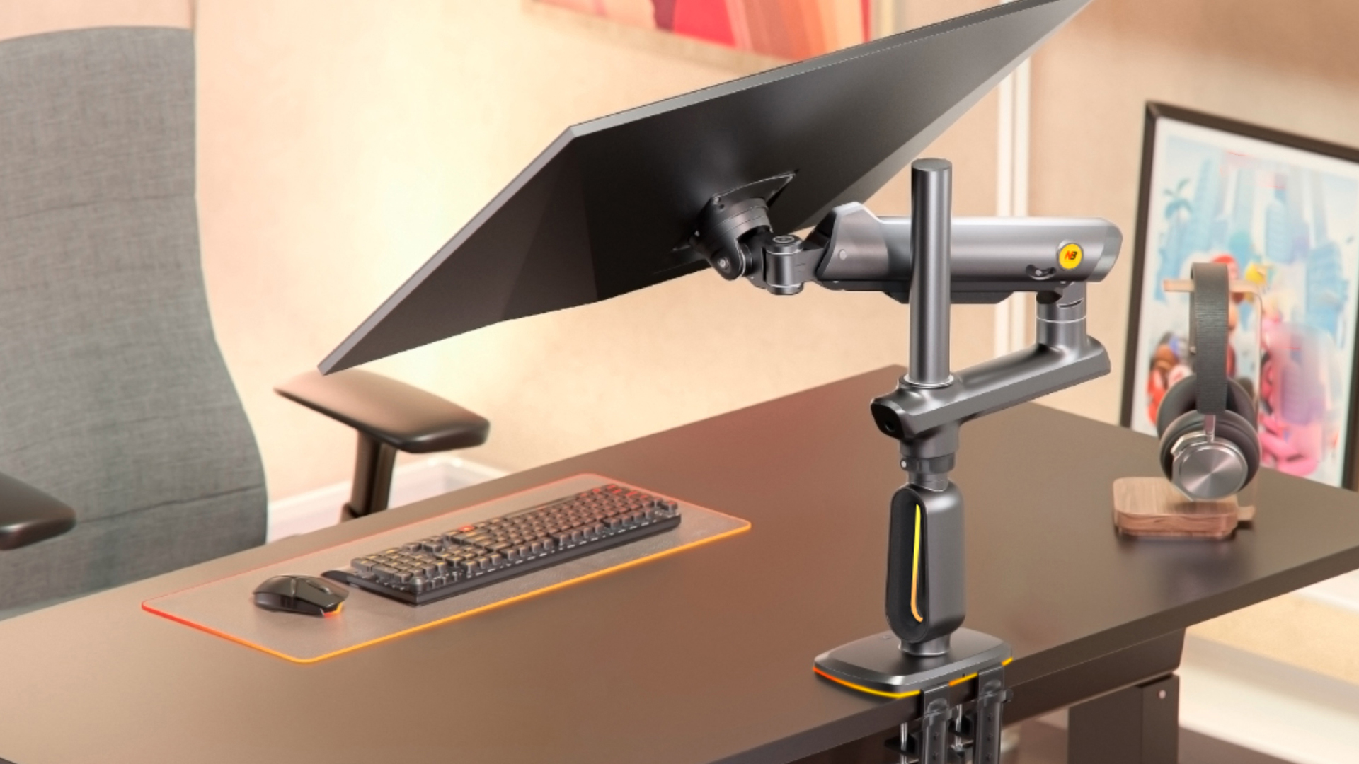 NB Ergonomic Braccio Per Monitor Piatti/ultrawide/curvi Da 27" A 50", Supporto Per Monitor Resistente, Carico Fino A 18 Kg, VESA 75/100 Mm J5 - 4