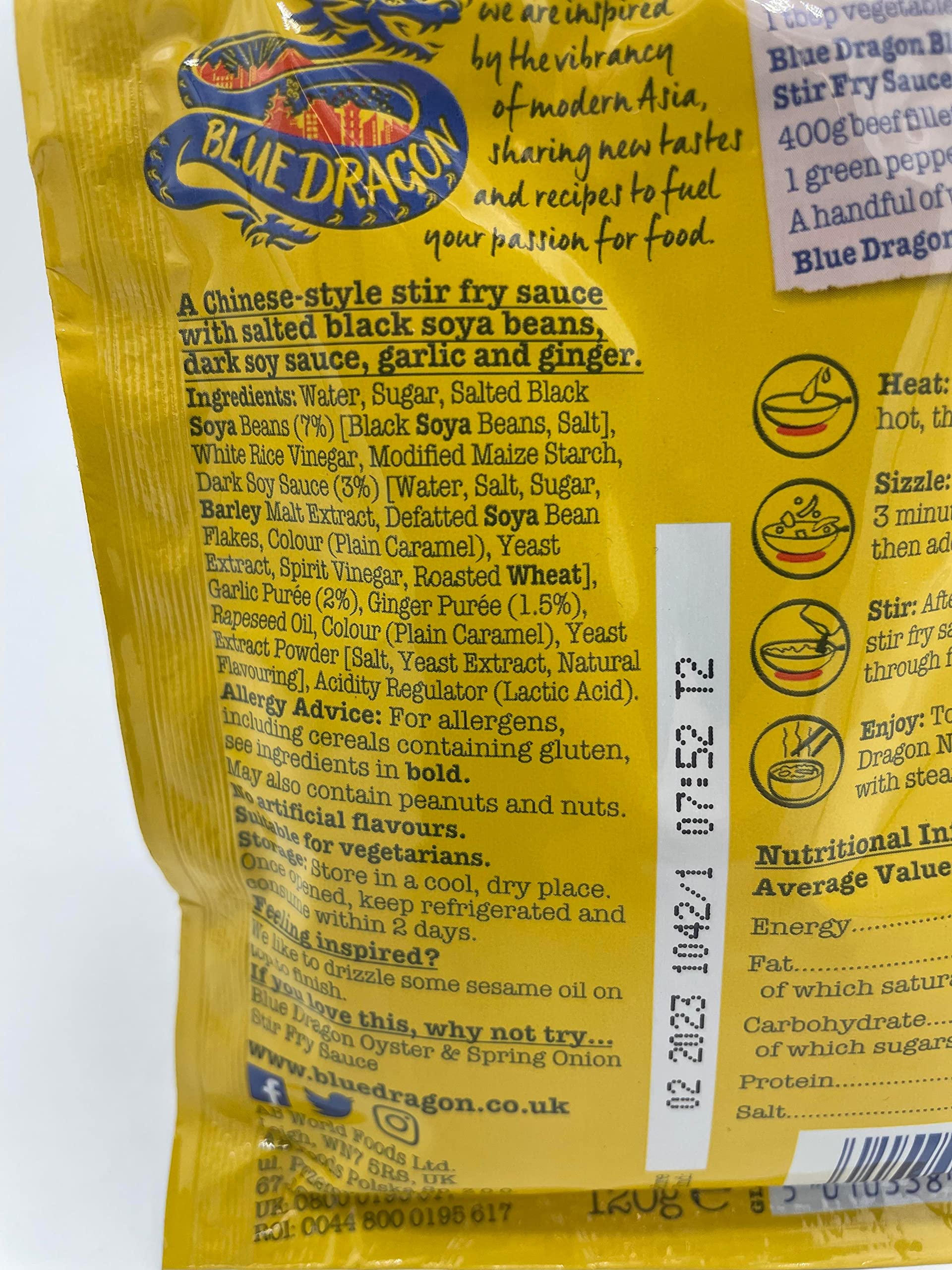 Blue Dragon - Salsa per friggere i fagioli neri, 120 g, confezione da 6
