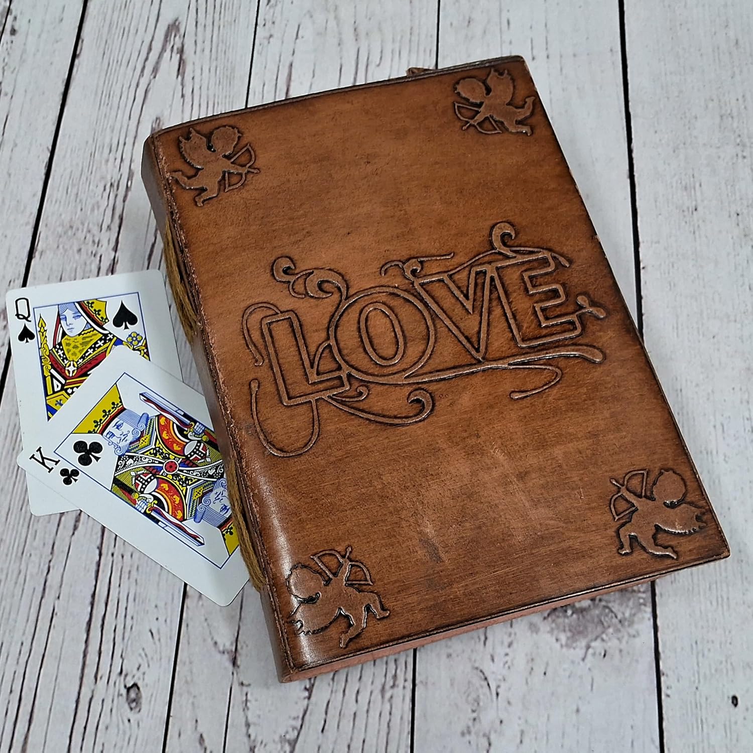 Purpledip Leather Journal 'Cupid's Strike': Handmade Paper Diary for Corporate Gift or Personal Memoir (11740)