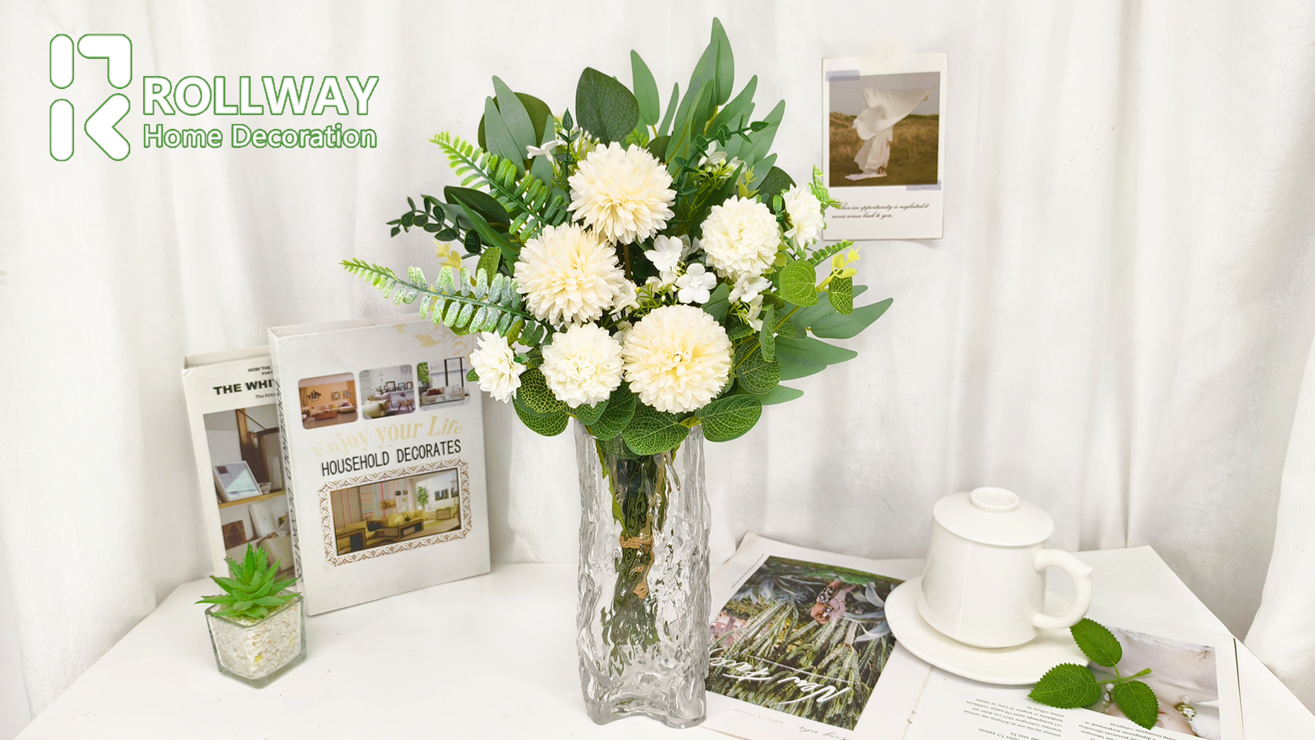 6 Stück Künstliche Weiße Chrysanthemen – Blumenzweige Mit Mini-Blumenkugeln Für Vasen