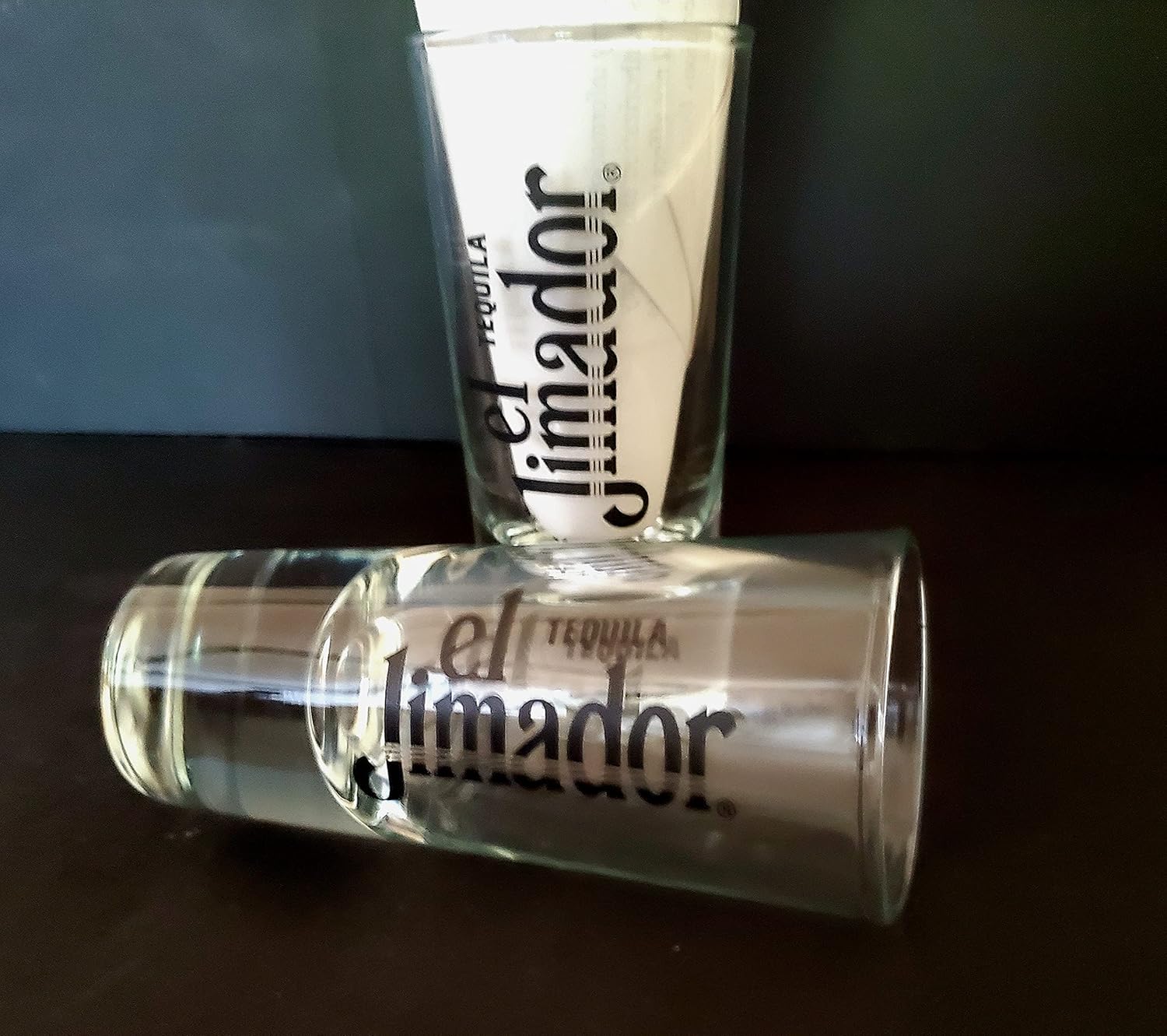 Set of 2 El Jimador Tequila Jalisco Mexico J Agave Logo Shooter Double Shot Glasses