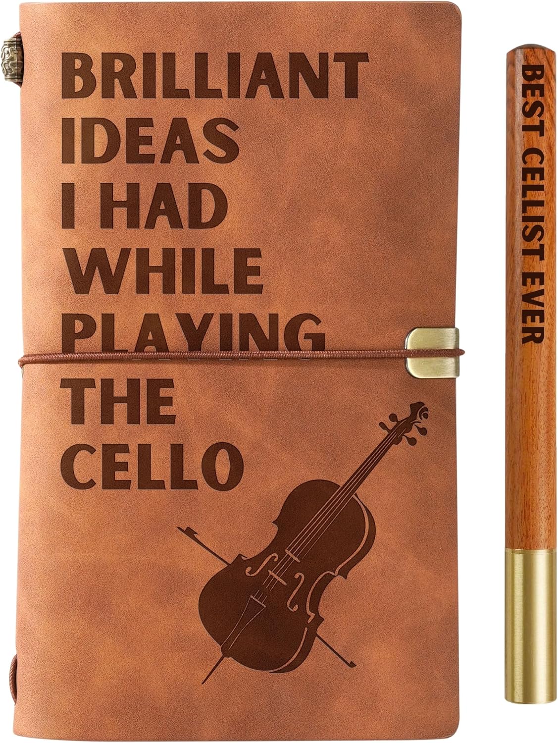 InnoBeta Cello Gifts for Men Women, Vegan Leather Journal Notebook 7x5 Inches for Cello Players, Cellists, Refillable Sketchbook, Travel Diary, Lined Planner for Birthday, Christmas