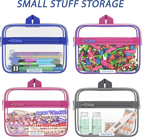 Miniatura 7 de Bolsa de aseo aprobada por la TSA 3-1-1, bolsa de cosméticos de viaje transparente con asa, bolsa de tamaño de cuarto de galón con cremallera, bolsa