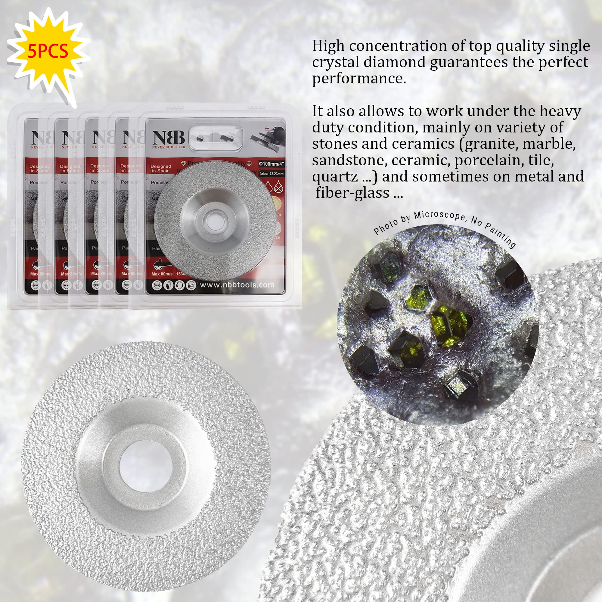 NBB Diamond Welded, High Efficiency and Long Life, Grinding on Granite, Marble, Ceramic, Tiles, Porcelain, Natural Stone, Dry - Image 3