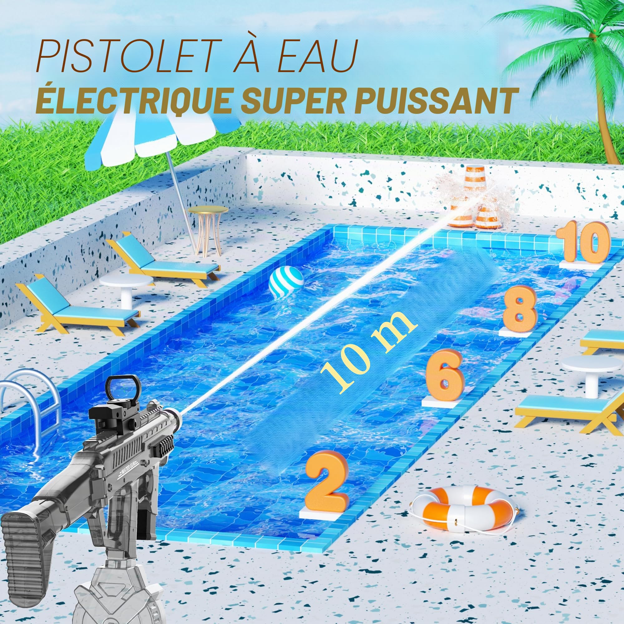 Pristar Pistolet à Eau Électrique 730 ML pour Adultes et Enfants