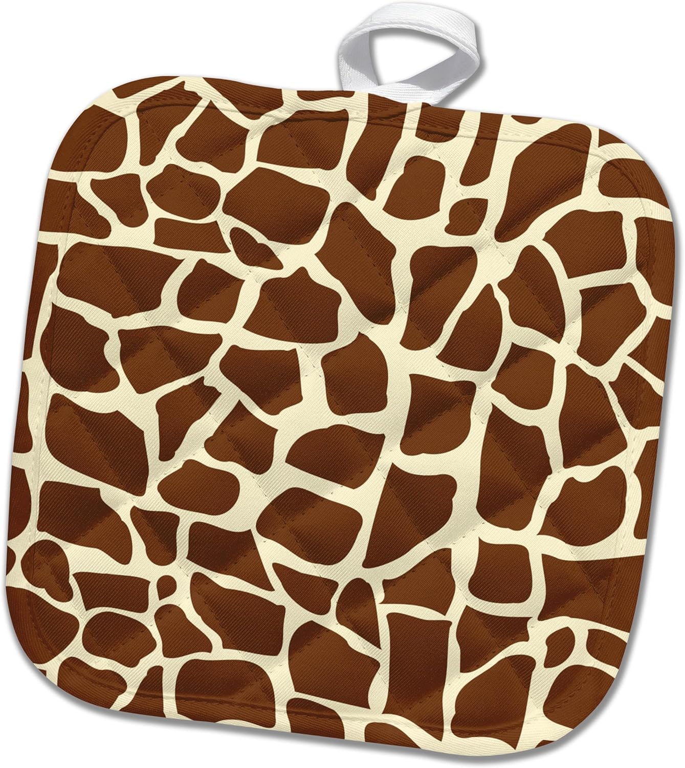 3D Rose Giraffe Skin Graphic Animal Print Pattern-Brown and Yellow-African Safari-Modern Stylish Pot Holder, 8 x 8