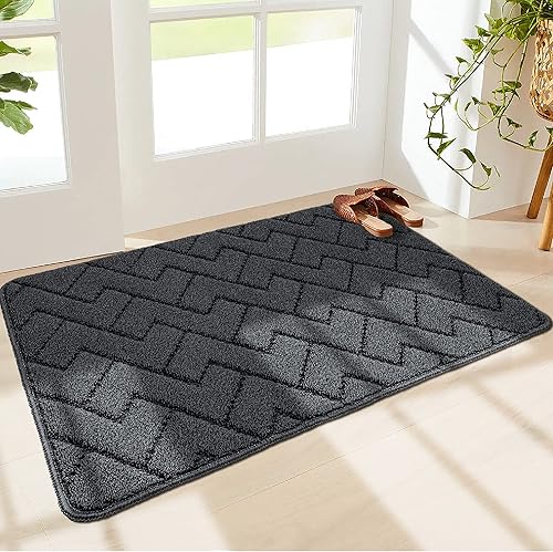 Walensee Tapete para interiores, tapete para puerta delantera para entrada (20 x 32 pulgadas, gris) lavable a máquina, tapete antideslizante para