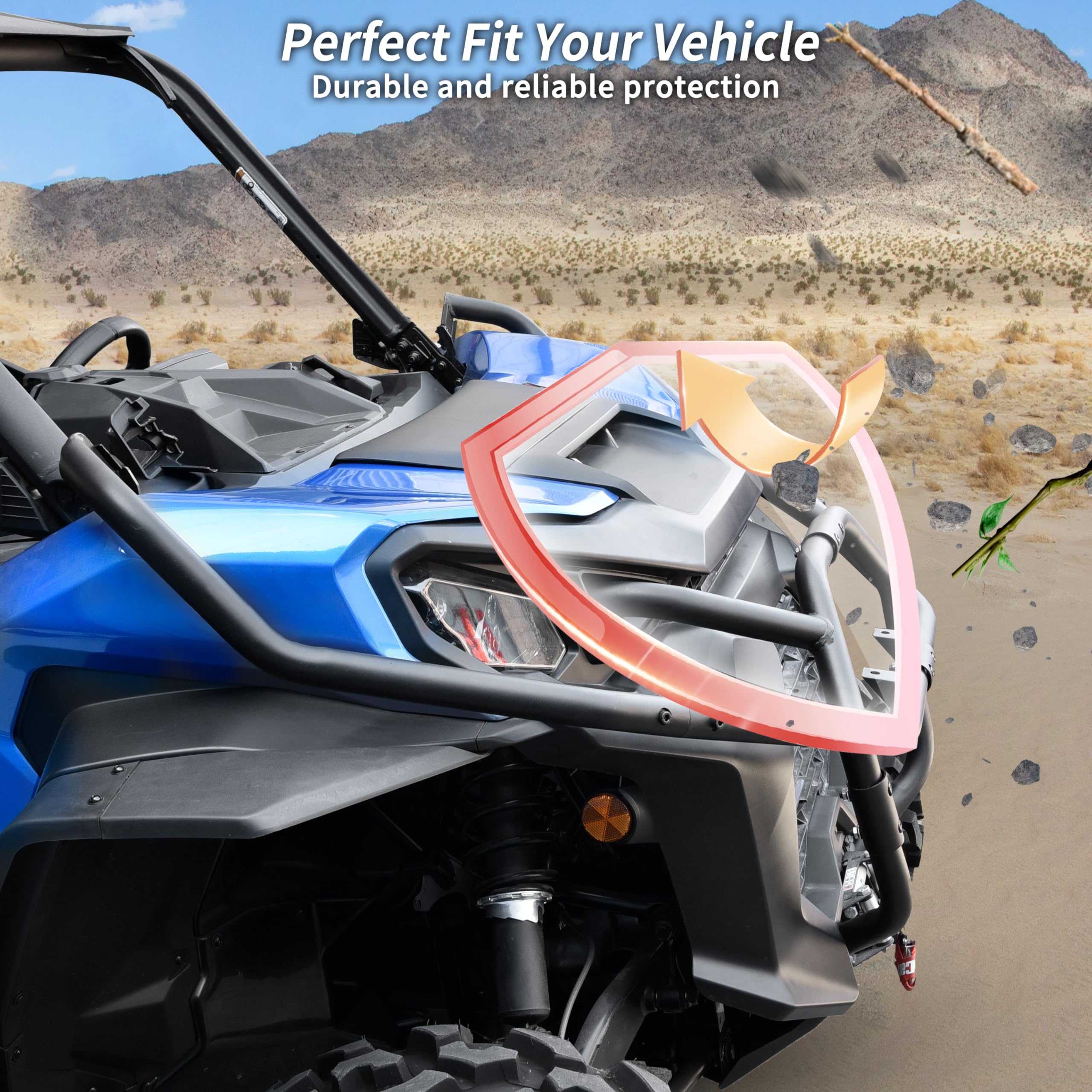 Front Corner Bumper for Can-Am Commander 21-25, Heavy Duty Steel Combined Side Bumper Bar Protector Front Corner Guards Protectors for Can-Am Commander/Commander Max 2021-2025, Replace #715006807