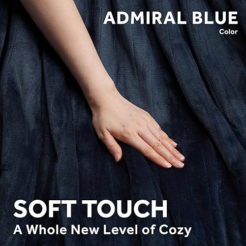 Miniatura 8 de Sunbeam Royal Mink Sherpa Admiral Blue - Manta personal con calefacción, acogedora y cálida, ajustes de calor ajustables