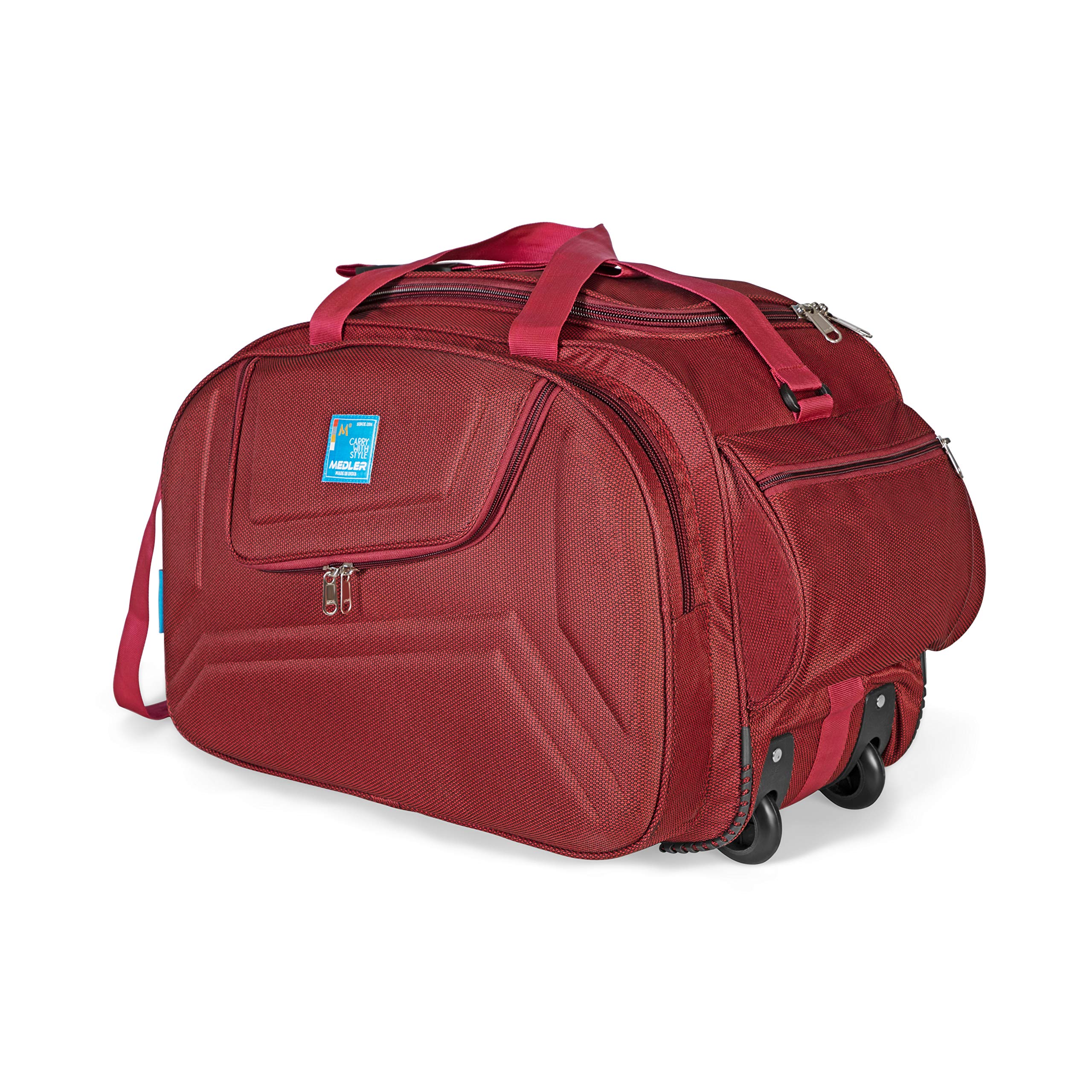 M MEDLER Voltage Nylon 55 litres Waterproof Strolley Duffle Bag- Wheels  Luggage Bag (Red)
