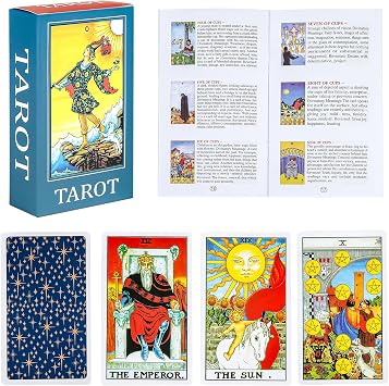 Tarot Deck Set, 78 Classic Tarot Cards for Beginners with Guide Book, Fortune Telling Divination Cards, Spiritual Party Game for Friends & Family