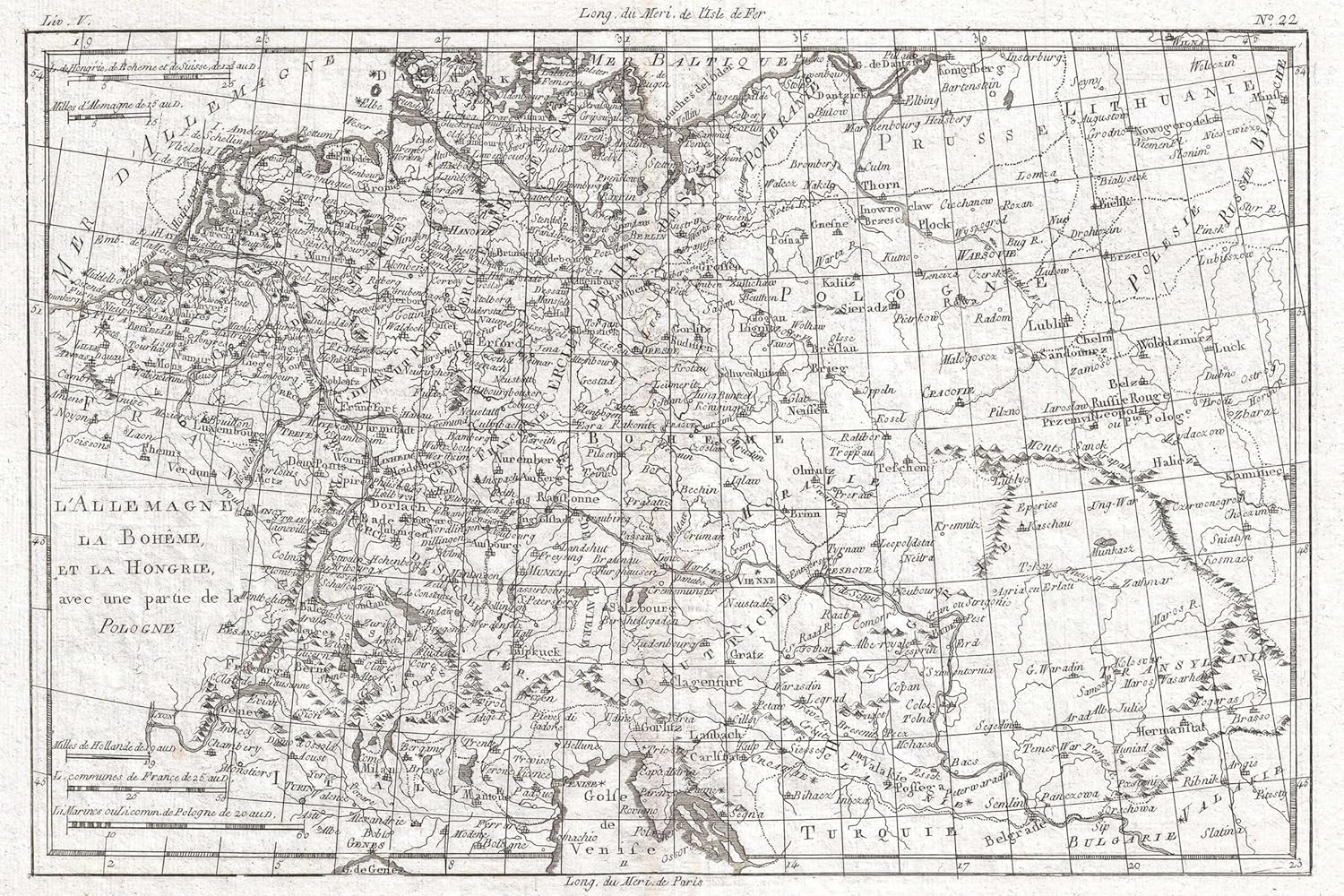 History Galore 24"x36" Gallery Canvas, 1780 Raynal and Bonne Map of Germany, Bohemia, and Poland