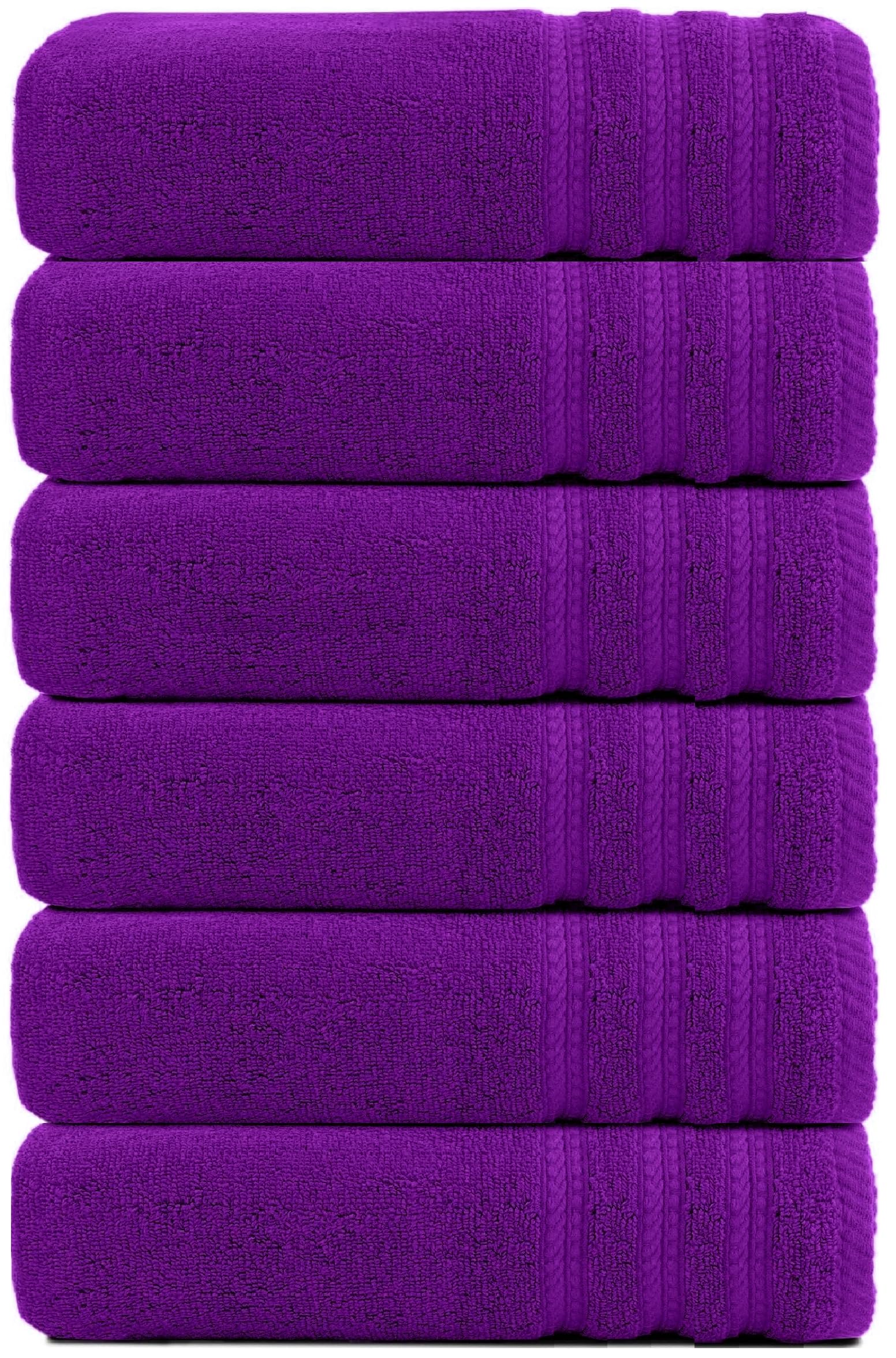 Wovenwonder Purple Jumbo Bath Towels 6 Pack 100% Egyptian Cotton Bath Sheets (75X150cm) Highly Absorbent Towel Set 500-Gsm (Purple)