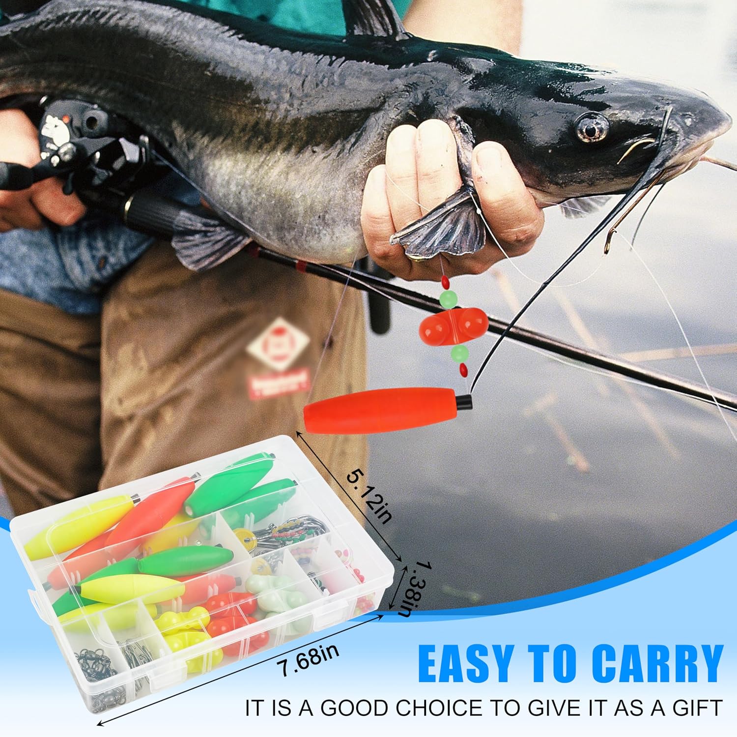 Catfish Rig Catfishing Tackle Making Kit,131/139pcs Santee Cooper Rigs with Circle Hooks Peg Floats Bobber Stoppers Swivels Rattle Bell Beads Catfishing Gear Equipment