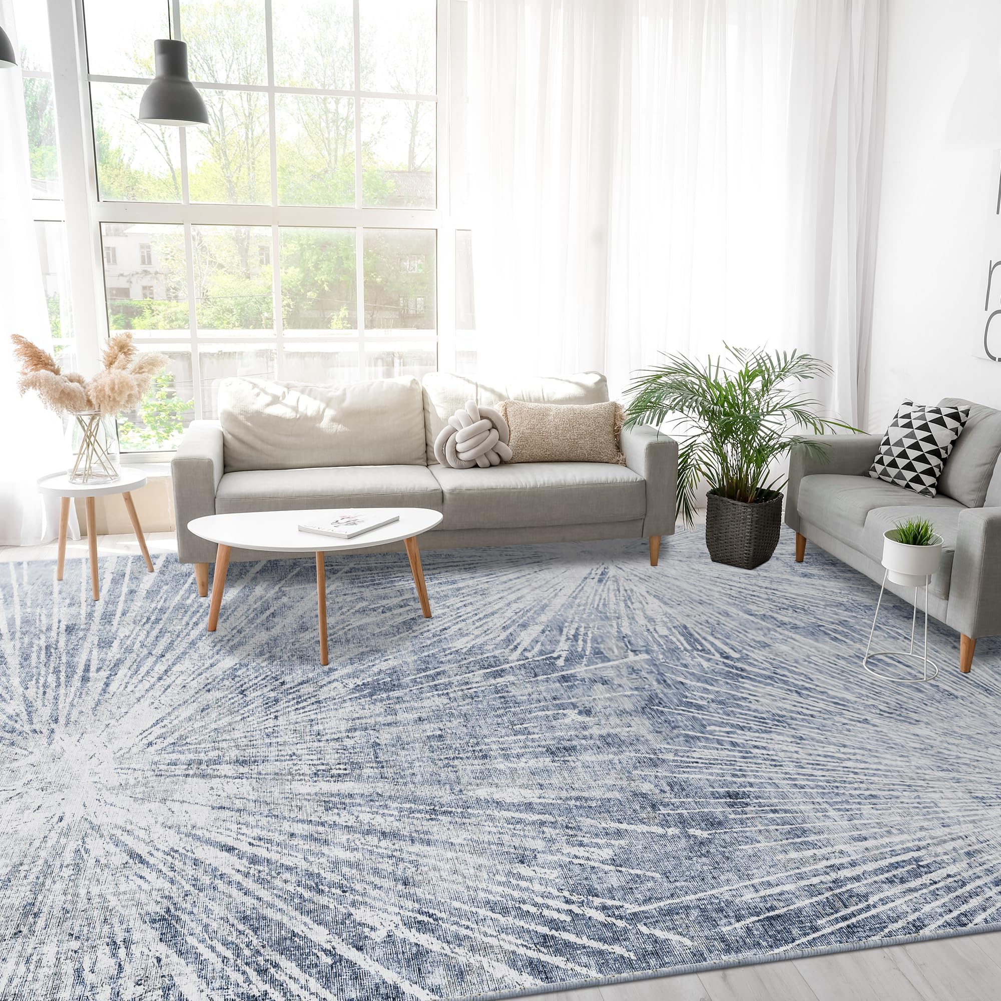8x10 Area Rugs for Living Room Machine Washable Modern Abstract Printed Rug Soft Non Slip Carpet Stain Resistant Non-Shedding Rugs for Bedroom Dining Room Kitchen Office