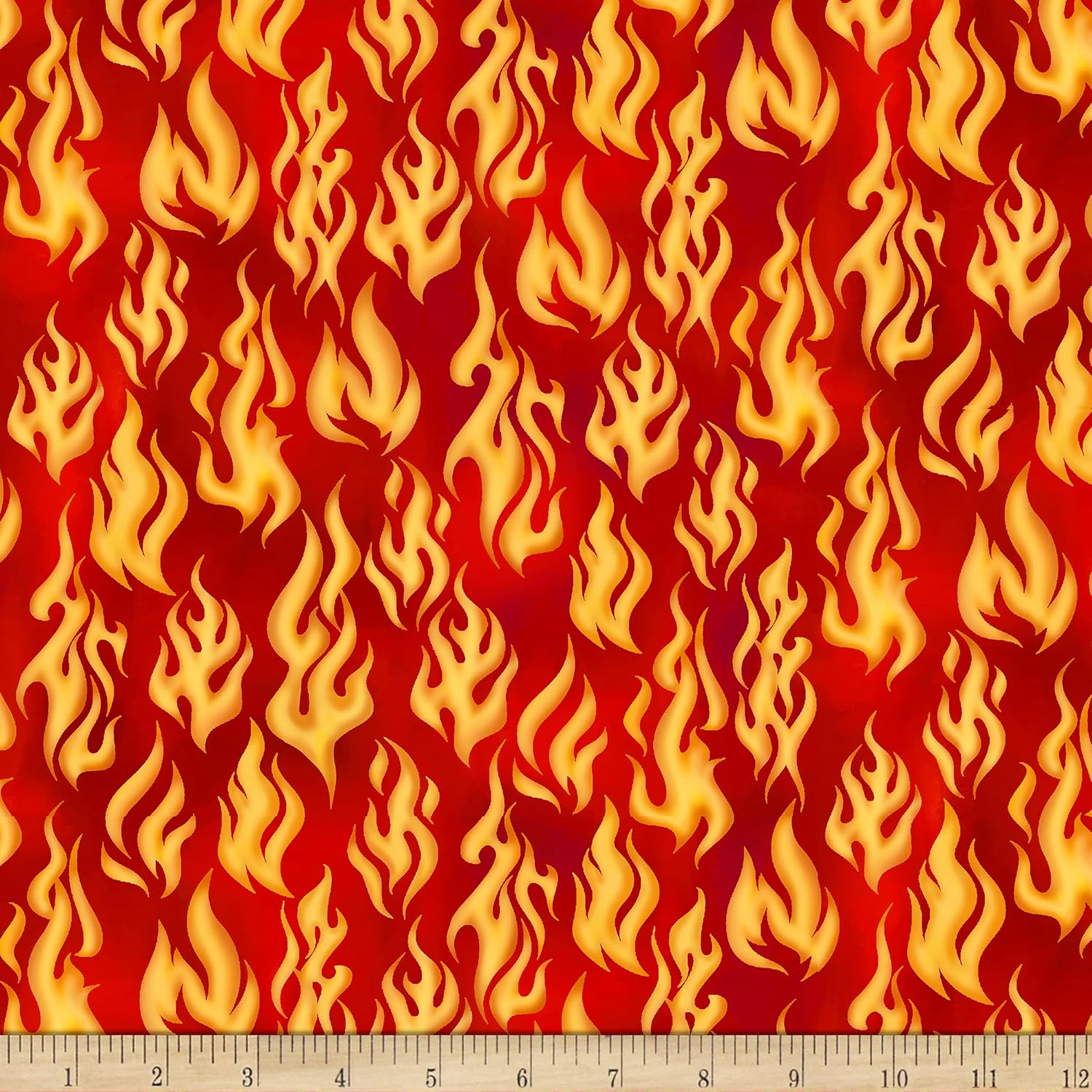 QT Fabrics Keep On Truckin' Flames Burnt Orange, Fabric by The Yard