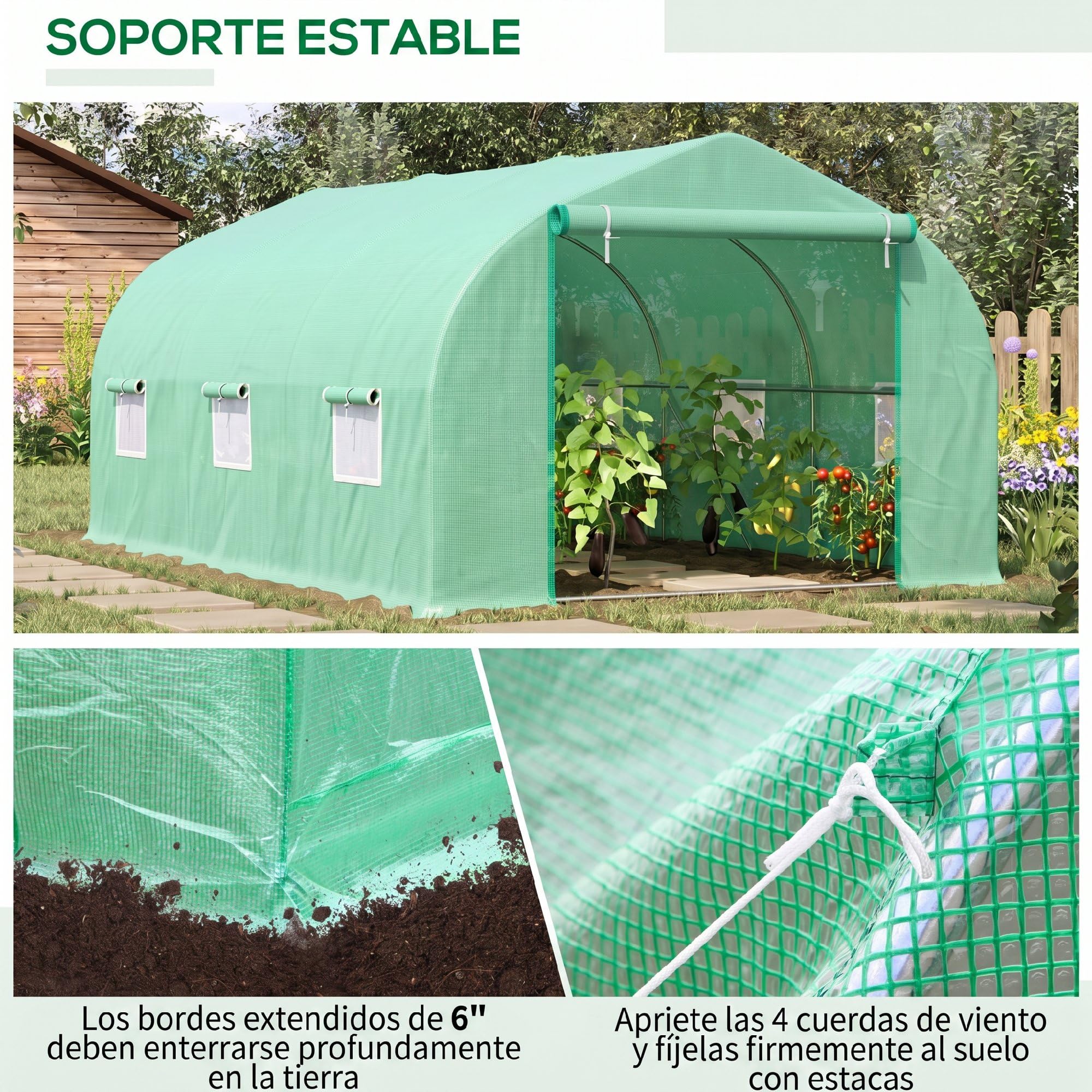 Homcom - Invernadero caseta 450 x 300 x 200 Jardin terraza Cultivo de Plantas semilla