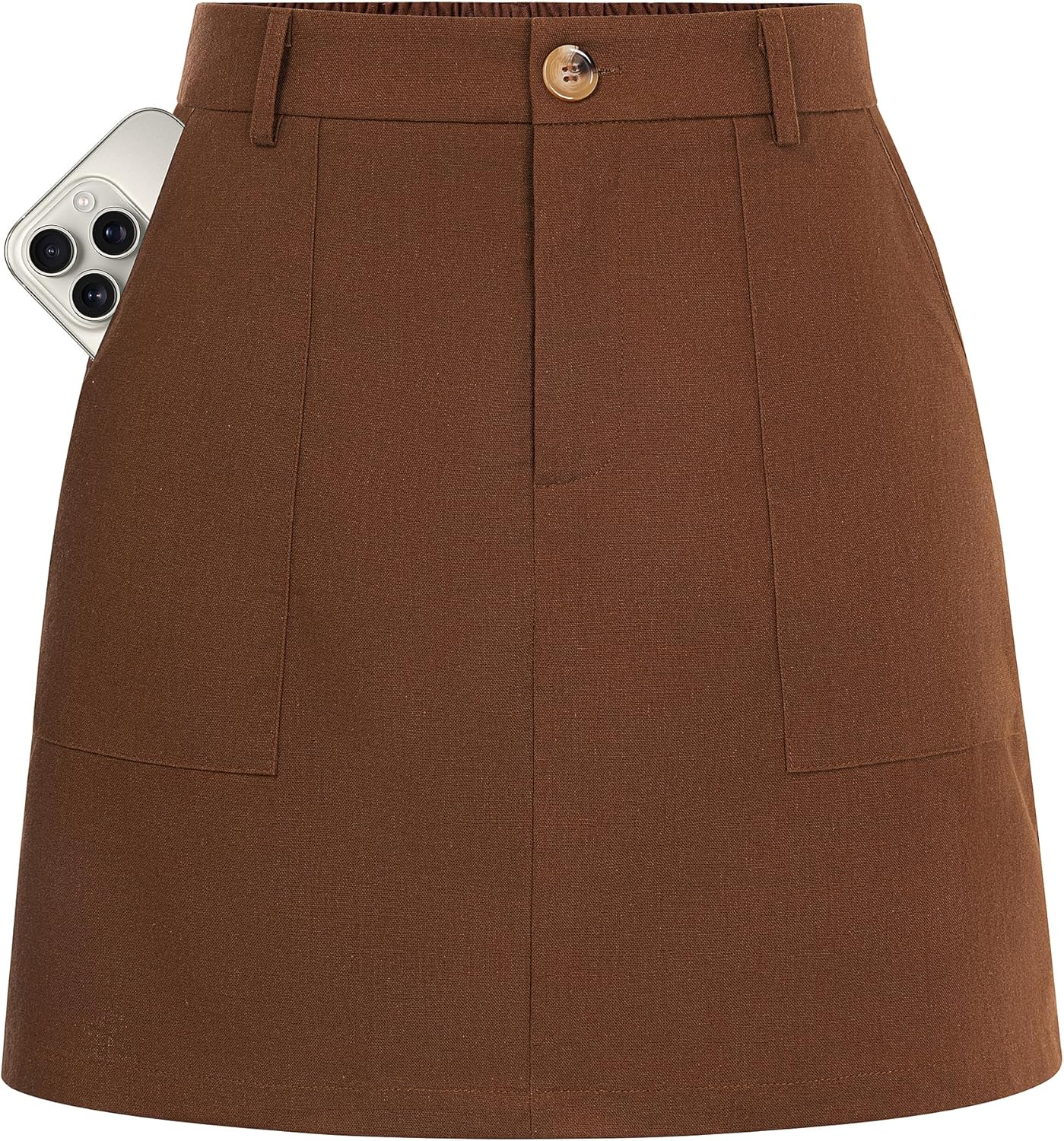Kate Kasin Women's Linen Mini Skirt Skorts with Pockets, High Waisted A Line Skirt, Summer Skirts with Shorts Underneath