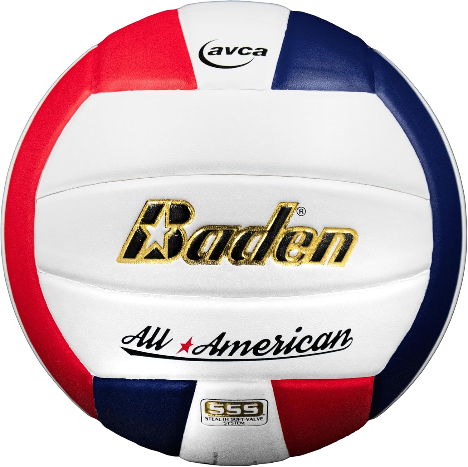 Baden | All American | Premium Composite Leather Feel | Indoor Tournament Volleyball | Built for Club Volleyball 13U to 18U | Official Size + Weight | AVCA Approved