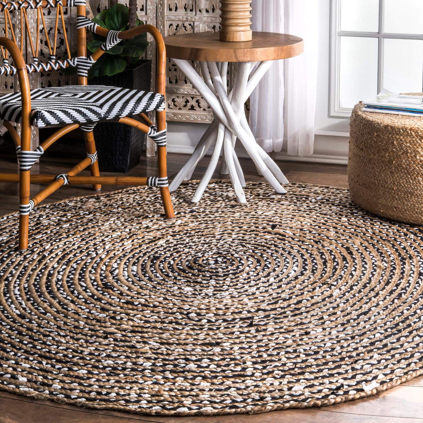  5' x 8' Oval, nuLOOM Glinda Natural Fiber Jute Area Rug, Black