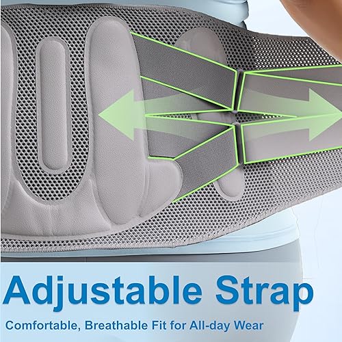 Miniatura 3 de King Mills Soporte de espalda de talla grande para hombre, espalda baja, transpirable y cómodo, soporte lumbar grande para espalda baja, barras de