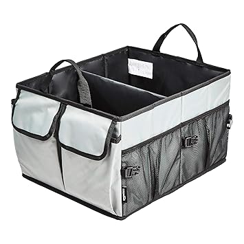 AmazonBasics Trunk Organizer with Collapsible Design for Cars, SUVs, and Trucks - Grey