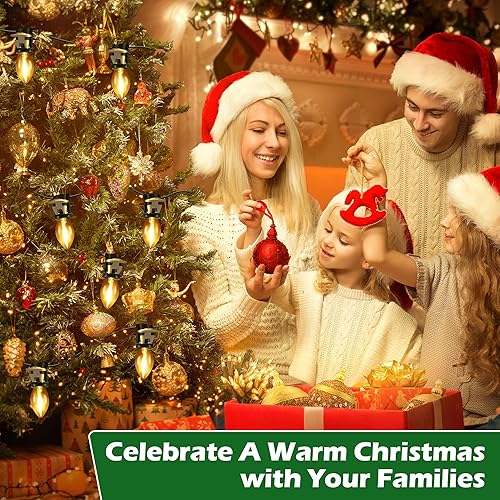 Miniatura 6 de Cable de accesorio con 9 bombillas LED de 16.4 pies, cable C7 con clip de luces con doble fusible de repuesto, molde de soplado, decoración de