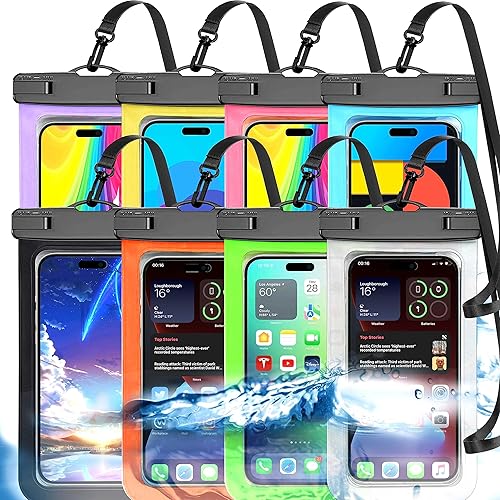 Paquete de 8 bolsas impermeables universales para teléfono, funda impermeable grande para teléfono, bolsa seca IPX8 deportes al aire libre para