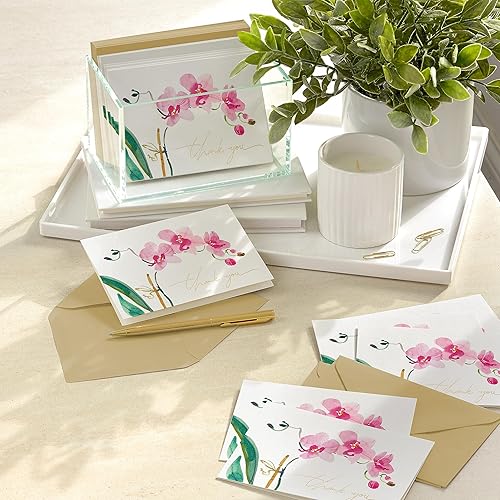 Miniatura 2 de Hallmark Notas de agradecimiento de orquídea rosa (20 tarjetas en blanco con sobres) para despedida de soltera, baby shower, boda, cumpleaños