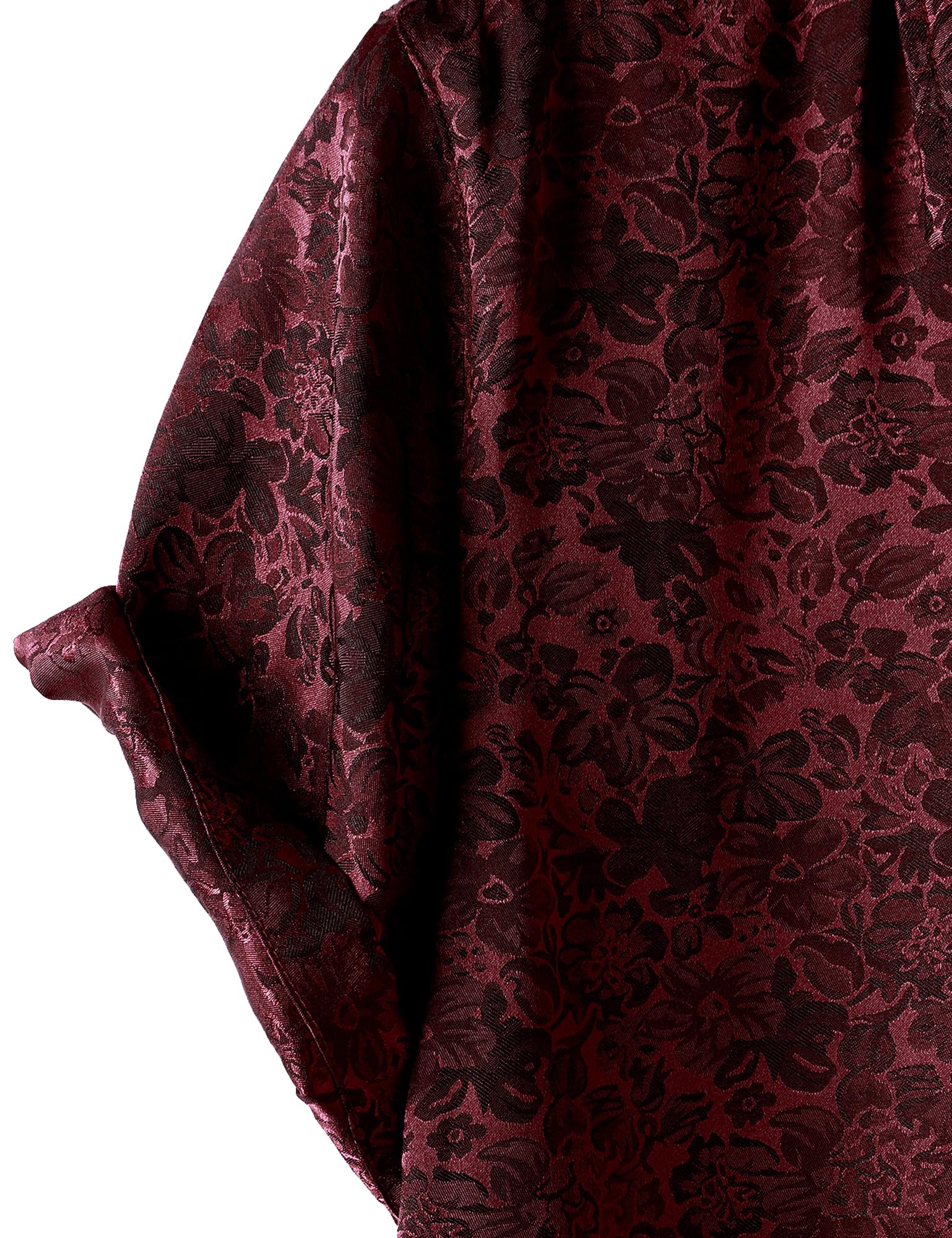 PARKLEES Chemise d'été à manches courtes en satin de soie jacquard brillant pour homme