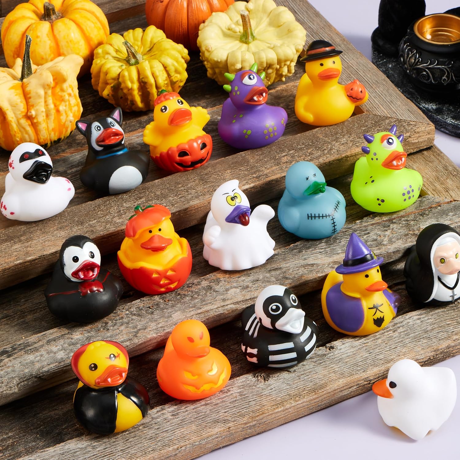 JOYIN 24 Pcs Halloween Ducks Bath Toys, Halloween Rubber Ducks Bulk for Party Favors, Mini Duckies Baby Bathtub Toys for Trick or Treating Goodie Bag Fillers, Classroom Prizes