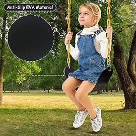 Sunnyglade 2PCS Swings Seats Heavy Duty with 66 Chain, Playground Swing Set Accessories Replacement with Snap Hooks, Support 250lb (2, Black)